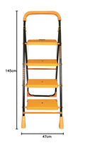 Parasnath Kohinoor 4 Step Heavy-Duty Folding Ladder – Strong Alloy Steel Step Ladder with Wide Anti-Slip Steps, 4.2 Ft Height, Rust-Resistant, Space-Saving Design for Home, Kitchen, Office & Shop Use – Made in India (Orange) - PARASNATH