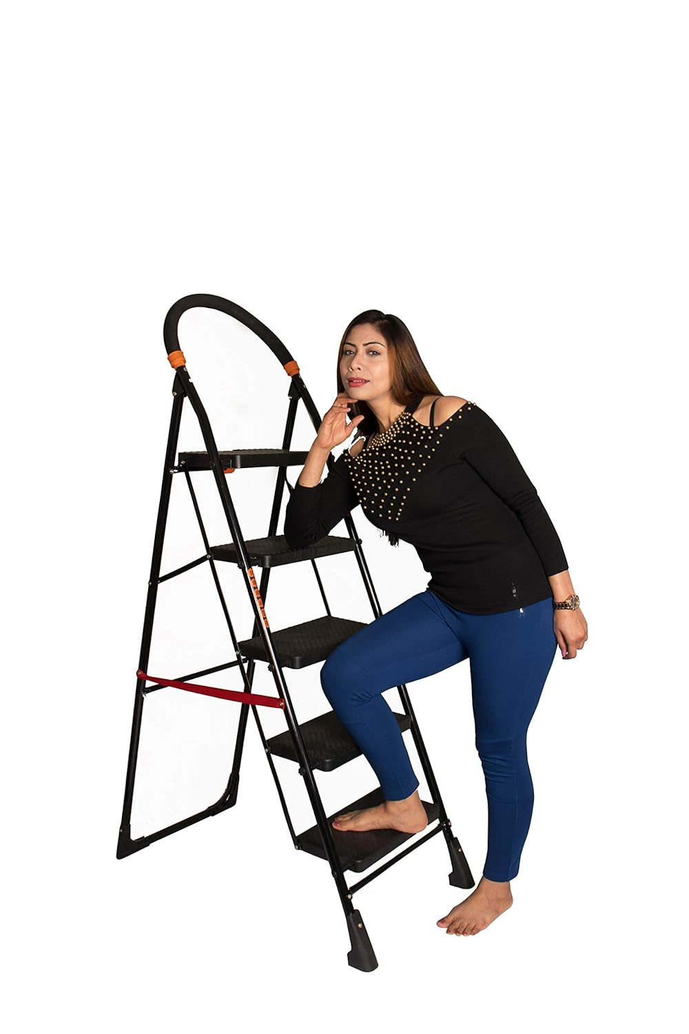 PARASNATH Black Diamond Heavy Folding Ladder With Wide Steps 5 Steps 5.2 Ft - PARASNATH