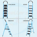 Parasnath GoUp 5 Step Foldable Steel Blue Step Ladder – Heavy-Duty and Lightweight Step Ladder with Anti-Skid Wide Plastic Steps, Safety Handle, High Reach Platform for Home, Kitchen, Office, Warehouse Use - 6 Year Manufacturer Warranty - Made in India - PARASNATH