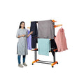 PARASNATH Luxury Black/Orange 2-Pole Steel Cloth Drying Stand with Smooth Breaking Wheels System – Heavy-Duty Durable Drying Rack for Indoor & Outdoor Use, Space-Saving Design, Made in India - PARASNATH
