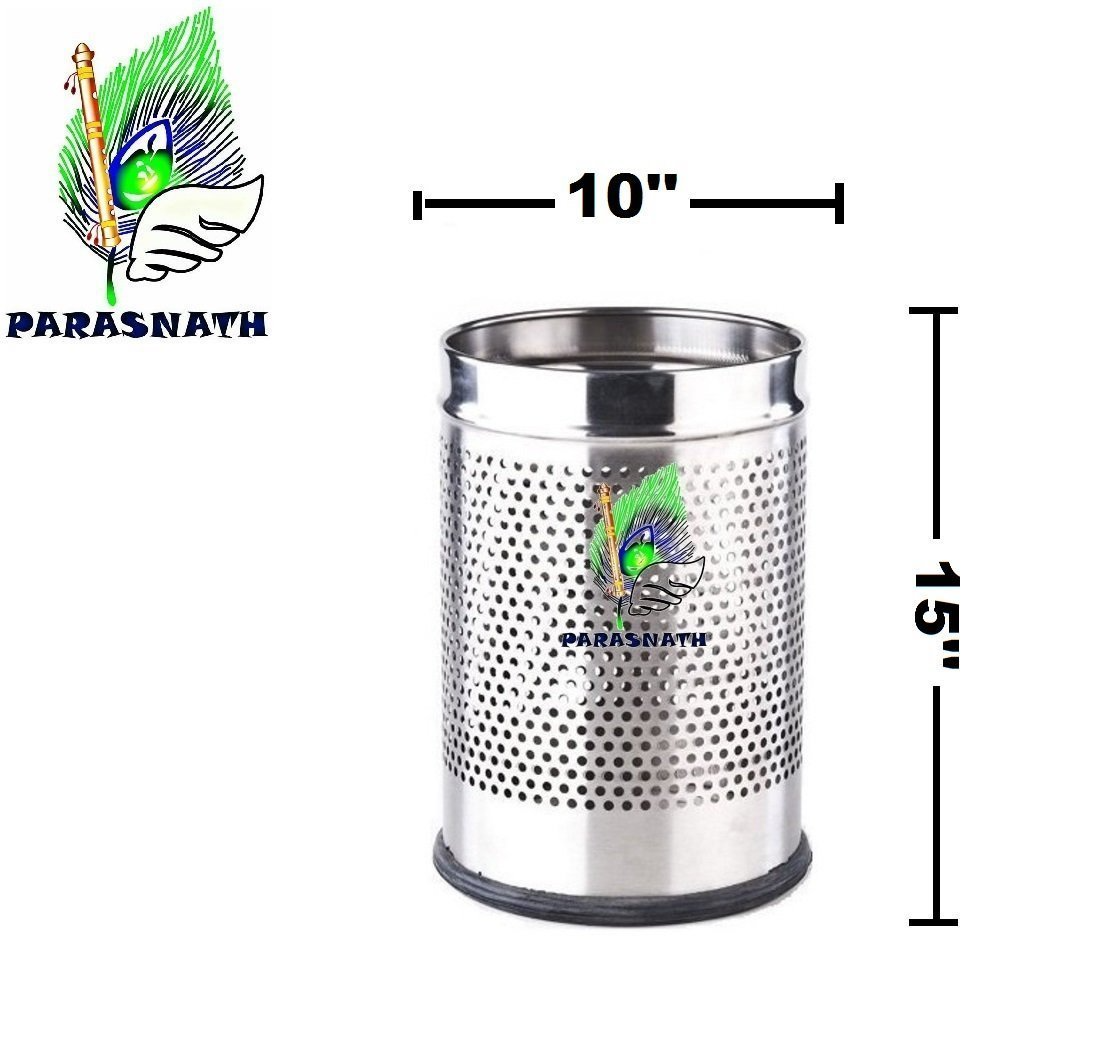 Parasnath Stainless Steel Perforated Round Dustbin, 11L - 10 X 15 Inch - PARASNATH