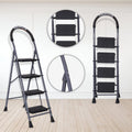 Parasnath GoUp 4 Step Foldable Steel Grey Step Ladder – Heavy-Duty and Lightweight Step Ladder with Anti-Skid Wide Plastic Steps, Safety Handle, High Reach Platform for Home, Kitchen, Office, Warehouse Use - 6 Year Manufacturer Warranty - Made in India - PARASNATH