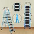Parasnath GoUp 8 Step Foldable Steel Blue Step Ladder – Heavy-Duty and Lightweight Step Ladder with Anti-Skid Wide Plastic Steps, Safety Handle, High Reach Platform for Home, Kitchen, Office, Warehouse Use - 6 Year Manufacturer Warranty - Made in India - PARASNATH