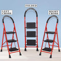 Parasnath GoUp 3 Step Foldable Steel Red Step Ladder – Heavy-Duty and Lightweight Step Ladder with Anti-Skid Wide Plastic Steps, Safety Handle, High Reach Platform for Home, Kitchen, Office, Warehouse Use - 6 Year Manufacturer Warranty - Made in India - PARASNATH