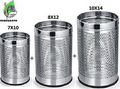 PARASNATH Stainless Steel Perforated Open Dustbin/ Garbage Bin Small, Medium and Large (Silver)- Set of 3 - PARASNATH