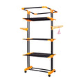 PARASNATH Luxury Black/Orange 3-Pole Steel Cloth Drying Stand with Smooth Breaking Wheels System – Heavy-Duty Durable Drying Rack for Indoor & Outdoor Use, Space-Saving Design, Made in India - PARASNATH