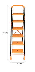 Parasnath Kohinoor 6 Step Heavy-Duty Folding Ladder – Strong Alloy Steel Step Ladder with Wide Anti-Slip Steps, 6.2 Ft Height, Rust-Resistant, Space-Saving Design for Home, Kitchen, Office & Shop Use – Made in India (Orange) - PARASNATH