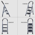 Parasnath GoUp 3 Step Foldable Steel Grey Step Ladder – Heavy-Duty and Lightweight Step Ladder with Anti-Skid Wide Plastic Steps, Safety Handle, High Reach Platform for Home, Kitchen, Office, Warehouse Use - 6 Year Manufacturer Warranty - Made in India - PARASNATH