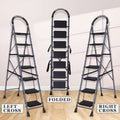 Parasnath GoUp 7 Step Foldable Steel Grey Step Ladder – Heavy-Duty and Lightweight Step Ladder with Anti-Skid Wide Plastic Steps, Safety Handle, High Reach Platform for Home, Kitchen, Office, Warehouse Use - 6 Year Manufacturer Warranty - Made in India - PARASNATH