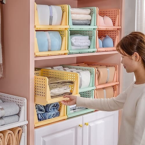 PARASNATH Stylera Extra Large Wardrobe Organizer for Clothes – Foldable & Stackable Storage Box with Lid | Closet Organizer Bin for Clothes, Sarees, Toys, Bedsheets & More Organizer – White Color (Set of 3) - PARASNATH