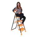 Parasnath Kohinoor 4 Step Heavy-Duty Folding Ladder – Strong Alloy Steel Step Ladder with Wide Anti-Slip Steps, 4.2 Ft Height, Rust-Resistant, Space-Saving Design for Home, Kitchen, Office & Shop Use – Made in India (Orange) - PARASNATH