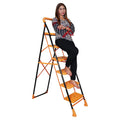 Parasnath Kohinoor 6 Step Heavy-Duty Folding Ladder – Strong Alloy Steel Step Ladder with Wide Anti-Slip Steps, 6.2 Ft Height, Rust-Resistant, Space-Saving Design for Home, Kitchen, Office & Shop Use – Made in India (Orange) - PARASNATH