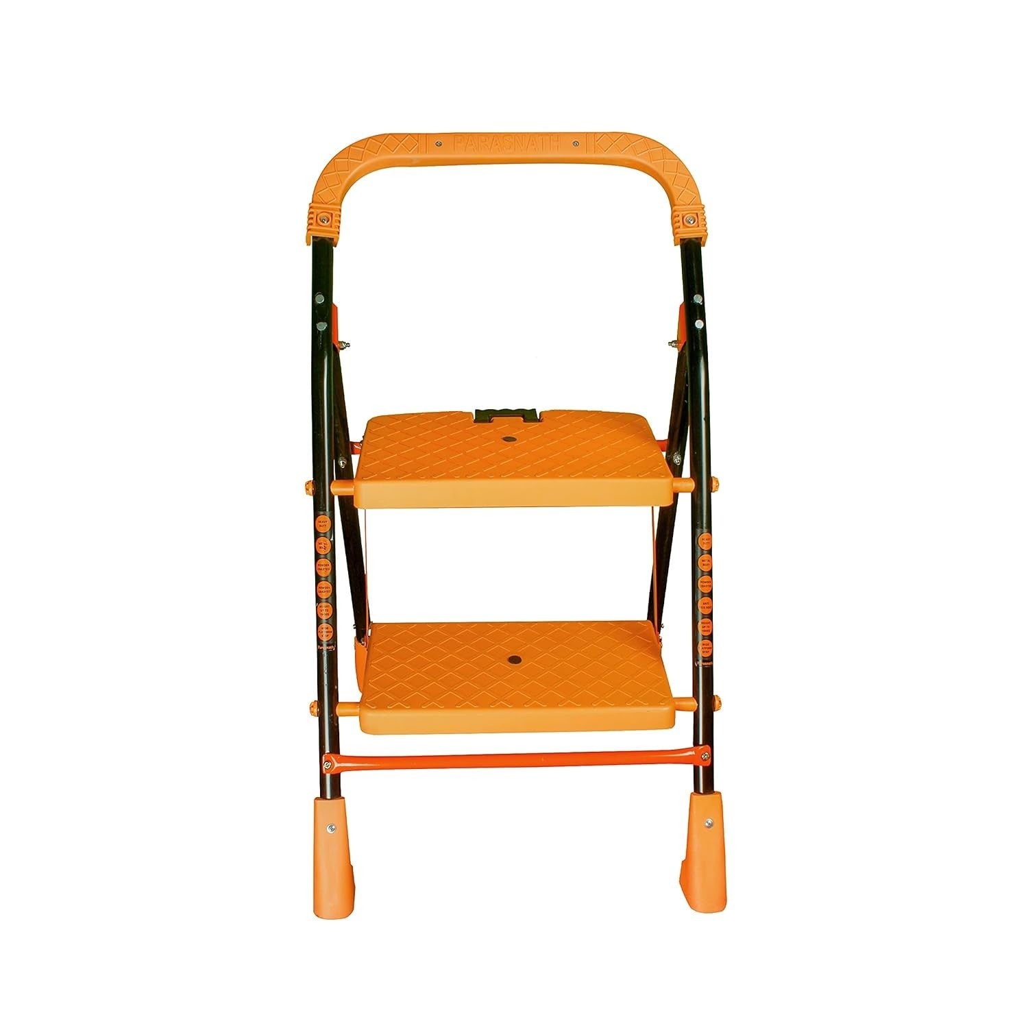 Parasnath Kohinoor 2 Step Heavy-Duty Folding Ladder – Strong Alloy Steel Step Ladder with Wide Anti-Slip Steps, 2.7 Ft Height, Rust-Resistant, Space-Saving Design for Home, Kitchen, Office & Shop Use – Made in India (Orange) - PARASNATH