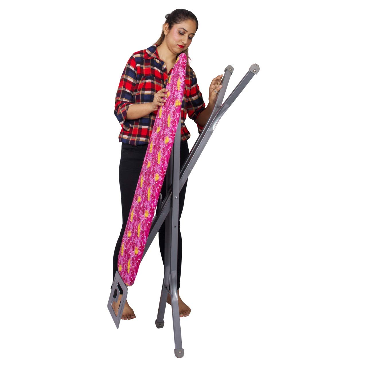 Parasnath Heavy Folding Large Ironing Board Table 18" X 48" (Colour May Vary, Multi-Color) - PARASNATH