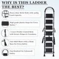 Parasnath GoUp 7 Step Foldable Steel Grey Step Ladder – Heavy-Duty and Lightweight Step Ladder with Anti-Skid Wide Plastic Steps, Safety Handle, High Reach Platform for Home, Kitchen, Office, Warehouse Use - 6 Year Manufacturer Warranty - Made in India - PARASNATH