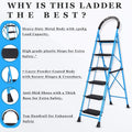 Parasnath GoUp 6 Step Foldable Steel Blue Step Ladder – Heavy-Duty and Lightweight Step Ladder with Anti-Skid Wide Plastic Steps, Safety Handle, High Reach Platform for Home, Kitchen, Office, Warehouse Use - 6 Year Manufacturer Warranty - Made in India - PARASNATH