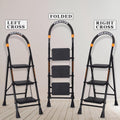 Parasnath GoUp 3 Step Foldable Steel Black Step Ladder – Heavy-Duty and Lightweight Step Ladder with Anti-Skid Wide Plastic Steps, Safety Handle, High Reach Platform for Home, Kitchen, Office, Warehouse Use - 6 Year Manufacturer Warranty - Made in India - PARASNATH