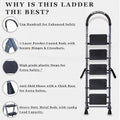 Parasnath GoUp 5 Step Foldable Steel Grey Step Ladder – Heavy-Duty and Lightweight Step Ladder with Anti-Skid Wide Plastic Steps, Safety Handle, High Reach Platform for Home, Kitchen, Office, Warehouse Use - 6 Year Manufacturer Warranty - Made in India - PARASNATH
