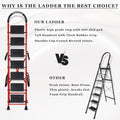 Parasnath GoUp 7 Step Foldable Steel Red Step Ladder – Heavy-Duty and Lightweight Step Ladder with Anti-Skid Wide Plastic Steps, Safety Handle, High Reach Platform for Home, Kitchen, Office, Warehouse Use - 6 Year Manufacturer Warranty - Made in India - PARASNATH