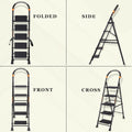 Parasnath GoUp 5 Step Foldable Steel Black Step Ladder – Heavy-Duty and Lightweight Step Ladder with Anti-Skid Wide Plastic Steps, Safety Handle, High Reach Platform for Home, Kitchen, Office, Warehouse Use - 6 Year Manufacturer Warranty - Made in India - PARASNATH
