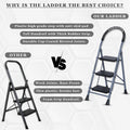 Parasnath GoUp 3 Step Foldable Steel Grey Step Ladder – Heavy-Duty and Lightweight Step Ladder with Anti-Skid Wide Plastic Steps, Safety Handle, High Reach Platform for Home, Kitchen, Office, Warehouse Use - 6 Year Manufacturer Warranty - Made in India - PARASNATH