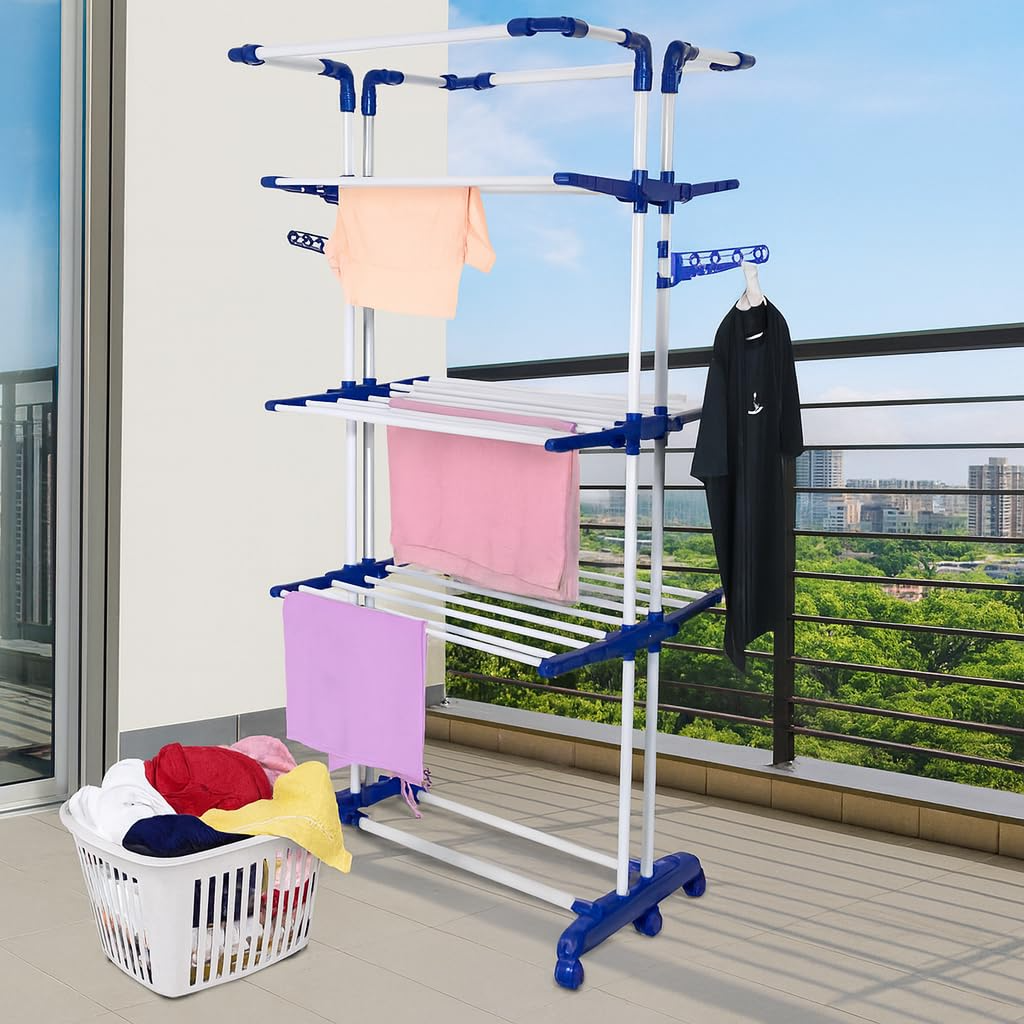 Parasnath Stainless Steel 3 Poll Clothes Drying Stand Wheel - PARASNATH