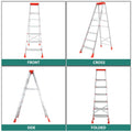 PARASNATH 6 Step EasyDay Folding Ladder – Durable Aluminium Step Ladder with Tool Tray, Non-Slip Steps, Lightweight and Compact for Home, Kitchen, Office Use – 6 Year Warranty – Made in India (Orange & Silver Color) - PARASNATH