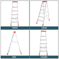 PARASNATH 5 Step EasyDay Folding Ladder – Durable Aluminium Step Ladder with Tool Tray, Non-Slip Steps, Lightweight and Compact for Home, Kitchen, Office Use – 6 Year Warranty – Made in India (Orange & Silver Color) - PARASNATH