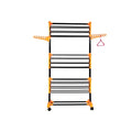 PARASNATH Luxury Black/Orange 2-Pole Steel Cloth Drying Stand with Smooth Breaking Wheels System – Heavy-Duty Durable Drying Rack for Indoor & Outdoor Use, Space-Saving Design, Made in India - PARASNATH