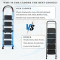 Parasnath GoUp 5 Step Foldable Steel Blue Step Ladder – Heavy-Duty and Lightweight Step Ladder with Anti-Skid Wide Plastic Steps, Safety Handle, High Reach Platform for Home, Kitchen, Office, Warehouse Use - 6 Year Manufacturer Warranty - Made in India - PARASNATH