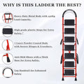 Parasnath GoUp 7 Step Foldable Steel Red Step Ladder – Heavy-Duty and Lightweight Step Ladder with Anti-Skid Wide Plastic Steps, Safety Handle, High Reach Platform for Home, Kitchen, Office, Warehouse Use - 6 Year Manufacturer Warranty - Made in India - PARASNATH