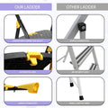 Parasnath 3 Step Yellow Diamond Mild Steel Foldable Ladder for Home - Wide Anti Skid Plastic Step Ladder for Extra Gripping (Yellow & Black Colour) 3.3 FT Ladder - Made in India - PARASNATH