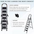 Parasnath GoUp 7 Step Foldable Steel Black Step Ladder – Heavy-Duty and Lightweight Step Ladder with Anti-Skid Wide Plastic Steps, Safety Handle, High Reach Platform for Home, Kitchen, Office, Warehouse Use - 6 Year Manufacturer Warranty - Made in India - PARASNATH