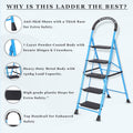 Parasnath GoUp 5 Step Foldable Steel Blue Step Ladder – Heavy-Duty and Lightweight Step Ladder with Anti-Skid Wide Plastic Steps, Safety Handle, High Reach Platform for Home, Kitchen, Office, Warehouse Use - 6 Year Manufacturer Warranty - Made in India - PARASNATH