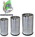 PARASNATH Stainless Steel Perforated Open Dustbin/ Garbage Bin Small, Medium and Large (Silver)- Set of 3 - PARASNATH