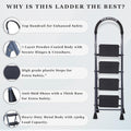 Parasnath GoUp 4 Step Foldable Steel Grey Step Ladder – Heavy-Duty and Lightweight Step Ladder with Anti-Skid Wide Plastic Steps, Safety Handle, High Reach Platform for Home, Kitchen, Office, Warehouse Use - 6 Year Manufacturer Warranty - Made in India - PARASNATH