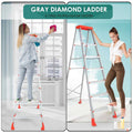 PARASNATH 6 Step EasyDay Folding Ladder – Durable Aluminium Step Ladder with Tool Tray, Non-Slip Steps, Lightweight and Compact for Home, Kitchen, Office Use – 6 Year Warranty – Made in India (Orange & Silver Color) - PARASNATH