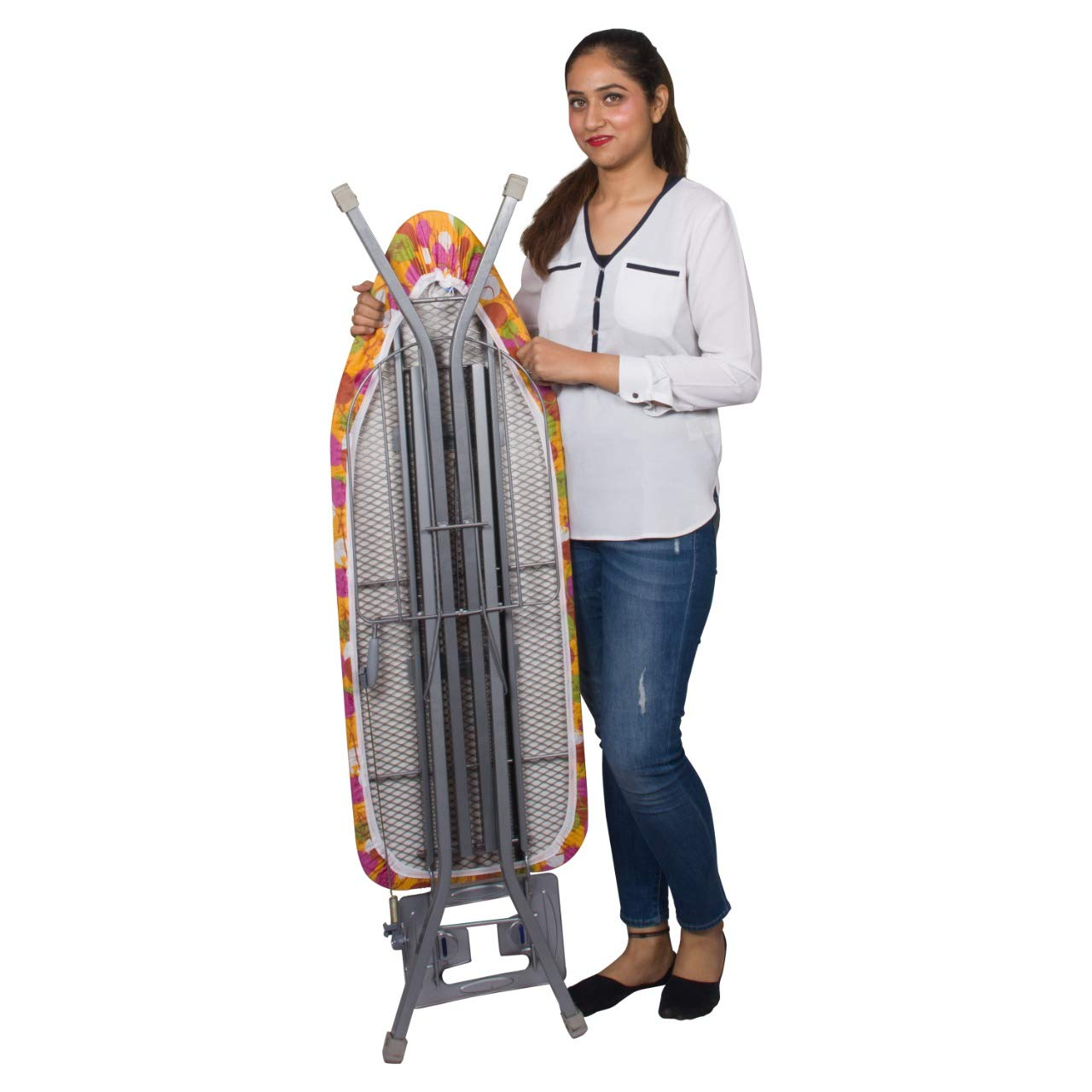 Parasnath Heavy Folding Large Ironing Board Table 18" X 48" (Colour May Vary, Multi-Color) - PARASNATH