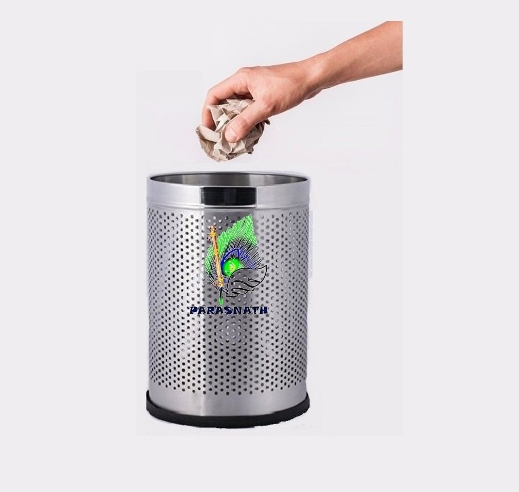 Parasnath Stainless Steel Perforated Round Dustbin, 11L - 10 X 15 Inch - PARASNATH