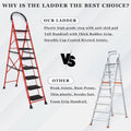 Parasnath GoUp 8 Step Foldable Steel Red Step Ladder – Heavy-Duty and Lightweight Step Ladder with Anti-Skid Wide Plastic Steps, Safety Handle, High Reach Platform for Home, Kitchen, Office, Warehouse Use - 6 Year Manufacturer Warranty - Made in India - PARASNATH