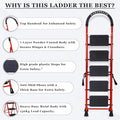 Parasnath GoUp 5 Step Foldable Steel Red Step Ladder – Heavy-Duty and Lightweight Step Ladder with Anti-Skid Wide Plastic Steps, Safety Handle, High Reach Platform for Home, Kitchen, Office, Warehouse Use - 6 Year Manufacturer Warranty - Made in India - PARASNATH