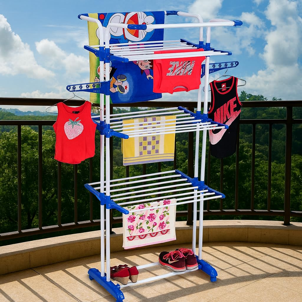 Parasnath Stainless Steel 3 Poll Clothes Drying Stand Wheel - PARASNATH