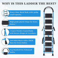 Parasnath GoUp 7 Step Foldable Steel Blue Step Ladder – Heavy-Duty and Lightweight Step Ladder with Anti-Skid Wide Plastic Steps, Safety Handle, High Reach Platform for Home, Kitchen, Office, Warehouse Use - 6 Year Manufacturer Warranty - Made in India - PARASNATH