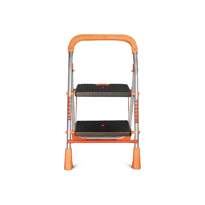 Parasnath Orange Diamond Folding Alloy Steel Ladder with Wide Steps 2 Steps 2.7 FT Ladder (Made in India) - PARASNATH