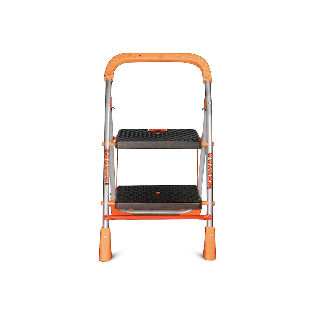 Parasnath Orange Diamond Folding Alloy Steel Ladder with Wide Steps 2 Steps 2.7 FT Ladder (Made in India) - PARASNATH