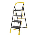 Parasnath 4 Step Yellow Diamond Mild Steel Foldable Ladder for Home - Wide Anti Skid Plastic Step Ladder for Extra Gripping 4.2 FT Ladder - Made in India - PARASNATH