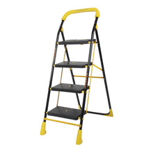 Load image into Gallery viewer, Parasnath 4 Step Yellow Diamond Mild Steel Foldable Ladder for Home - Wide Anti Skid Plastic Step Ladder for Extra Gripping 4.2 FT Ladder - Made in India - PARASNATH