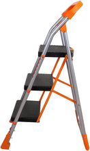 Load image into Gallery viewer, Parasnath 3 Step Orange Diamond Folding Ladder with Wide Steps 3 Steps 3.1 FT Ladder - Made in India - PARASNATH