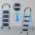 Parasnath GoUp 4 Step Foldable Steel Blue Step Ladder – Heavy-Duty and Lightweight Step Ladder with Anti-Skid Wide Plastic Steps, Safety Handle, High Reach Platform for Home, Kitchen, Office, Warehouse Use - 6 Year Manufacturer Warranty - Made in India - PARASNATH