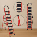 Parasnath GoUp 8 Step Foldable Steel Red Step Ladder – Heavy-Duty and Lightweight Step Ladder with Anti-Skid Wide Plastic Steps, Safety Handle, High Reach Platform for Home, Kitchen, Office, Warehouse Use - 6 Year Manufacturer Warranty - Made in India - PARASNATH